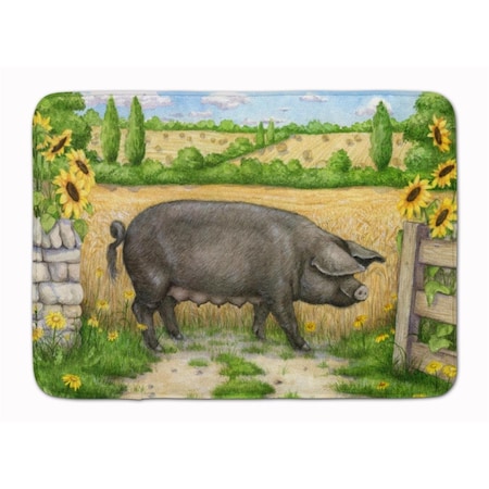 Jensendistributionservices Black Pig with Sunflowers Machine Washable Memory Foam Mat MI2550615